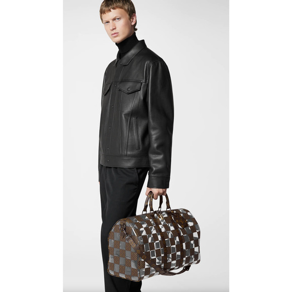 Louis Vuitton Keepall Bandouliere 50 Monogram Chess PVC Logo Weekend Travel Bag - Picture 2 of 12